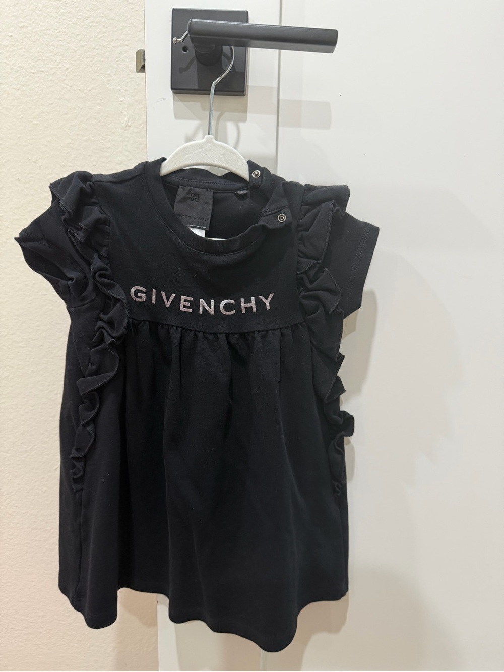 Givenchy Black Ruffle Logo Tee Dress